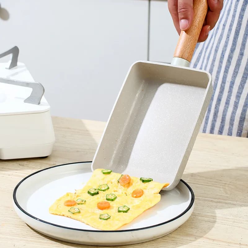 Maifan Stone Square Non-Stick Frying Pan Omelet Breakfast Egg Roll Saucepan Cooking Pots Skillet Cookware for Kitchen Utensils