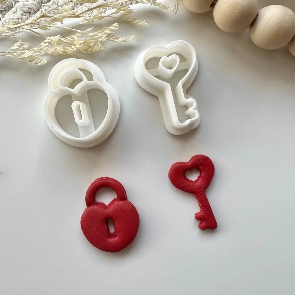 2pcs/set Love Lock & Key Polymer Clay Cutters Wedding Party Gift Earring Mold Valentine's Day Jewelry Making Supplies