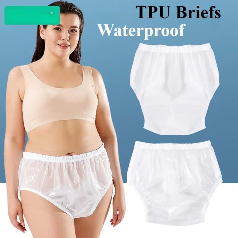 Intimo unisex impermeabile in TPU Slip paziente in plastica trasparente a prova di perdite Pannolino lavabile Mutande traspiranti per uomini anziani