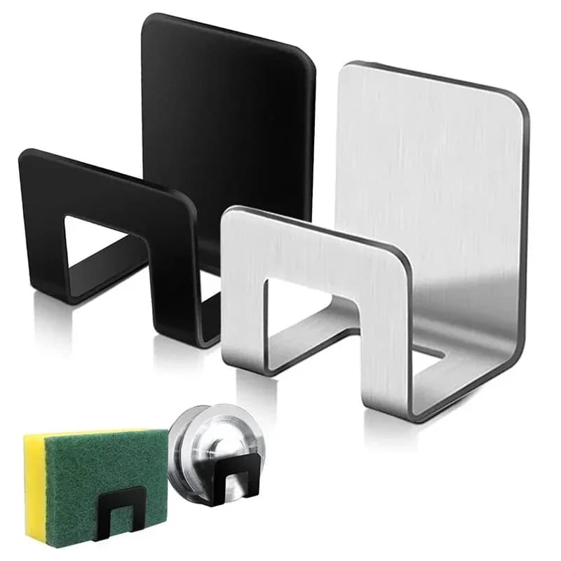 Stainless Steel U Shape Sponges for Washer, Tray Cutlery with Self-adhesive Hook, Kitchen Accessories