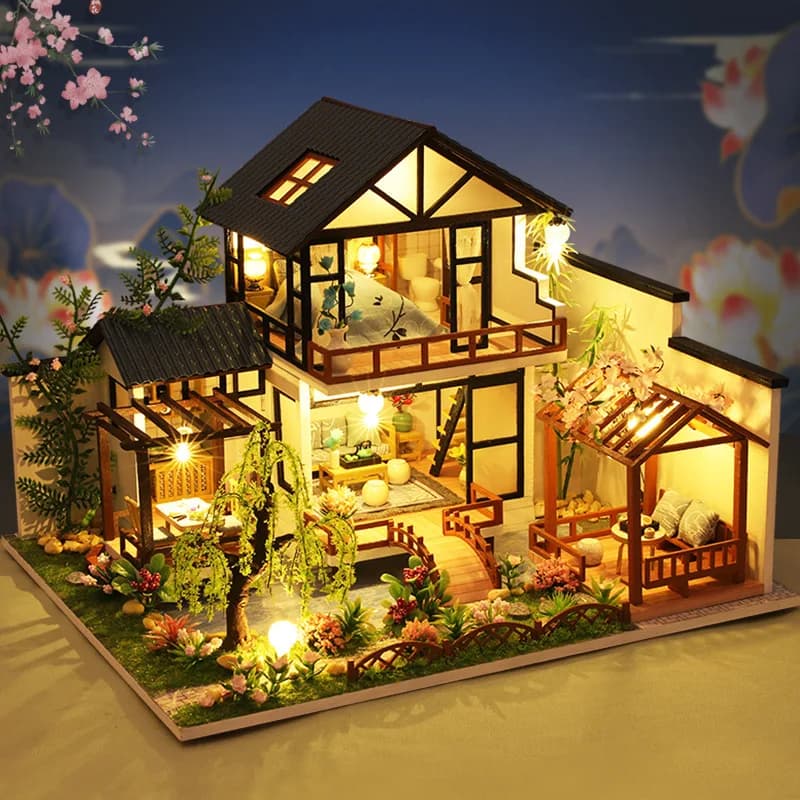 Building Model Doll House 3D Puzzle Mini DIY Kit Production and Assembly of Room Toys, Home Bedroom Decoration with Furniture