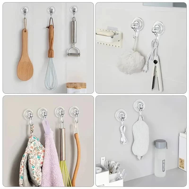Gancio a ventosa da 10 pezzi, trasparente e riutilizzabile, resistente, per aspirazione a vuoto, accessori da cucina in vetro, gancio per asciugamani da bagno