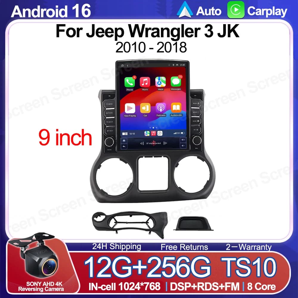 9.7 inch Android 16 For Jeep Wrangler 3 JK 2010 - 2018 Car Radio Multimedia Video Player GPS Navigation Stereo Head Unit 2din