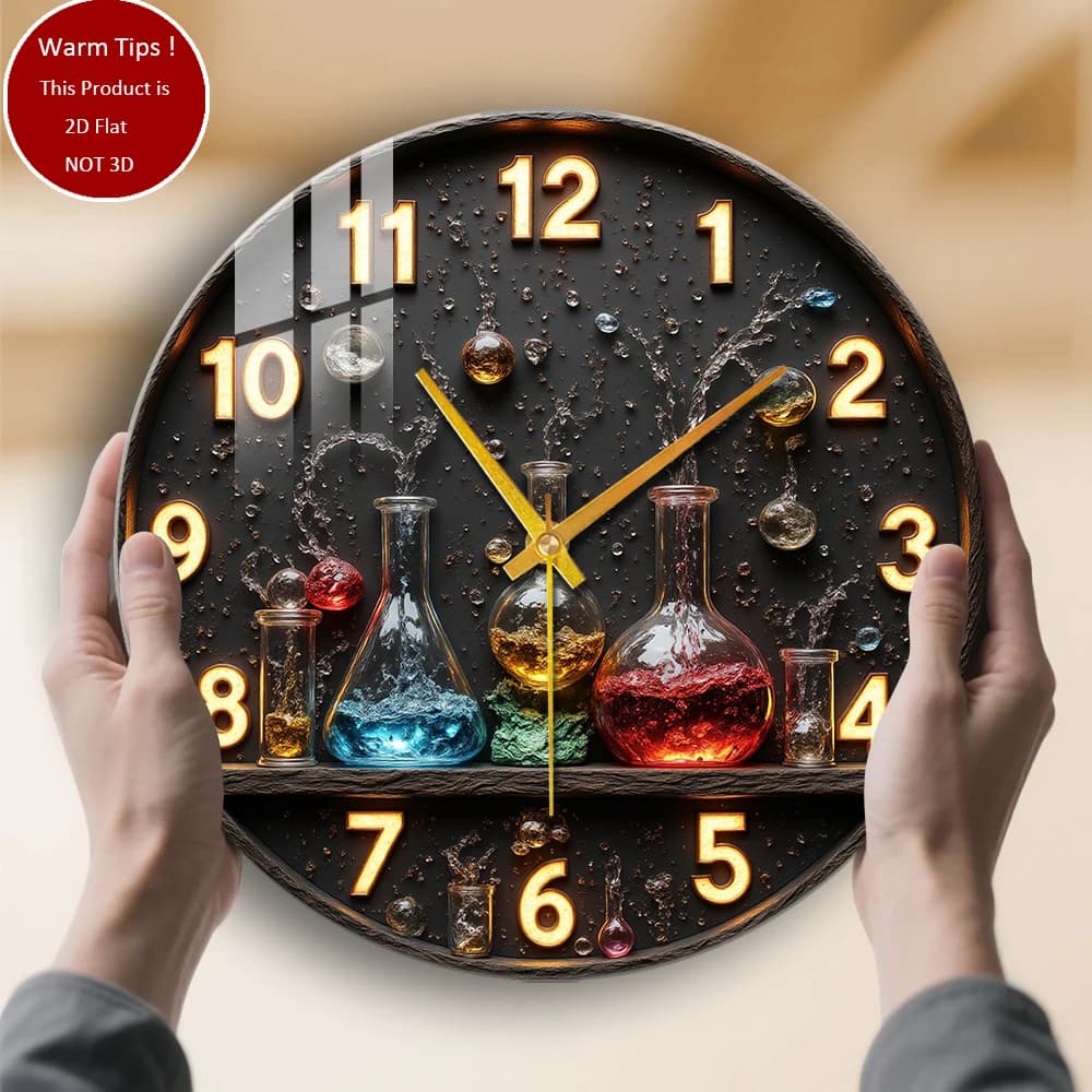 Tempered glass wall clock Laboratory clock suitable for wall decorations or table display anywhere