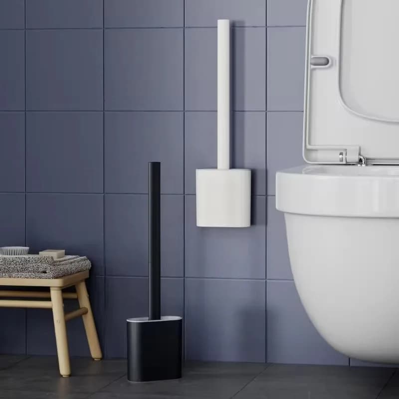 1PC Black Toilet Brush Mounted Silicone Flat Brush Head for Toilet Brush Set for Cleaning Toilet Brush for Bath Cleaning