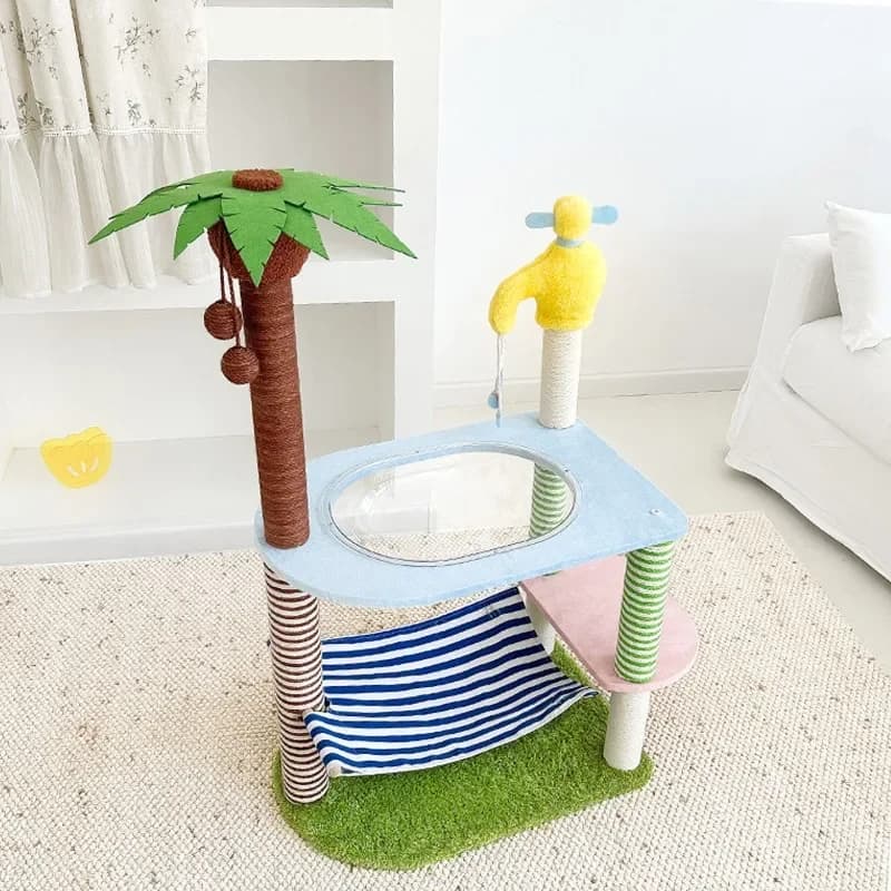 Cat climbing frame nest cat tree integrated sisal scratching post hammock space capsule claw grinding toy cat climbing f