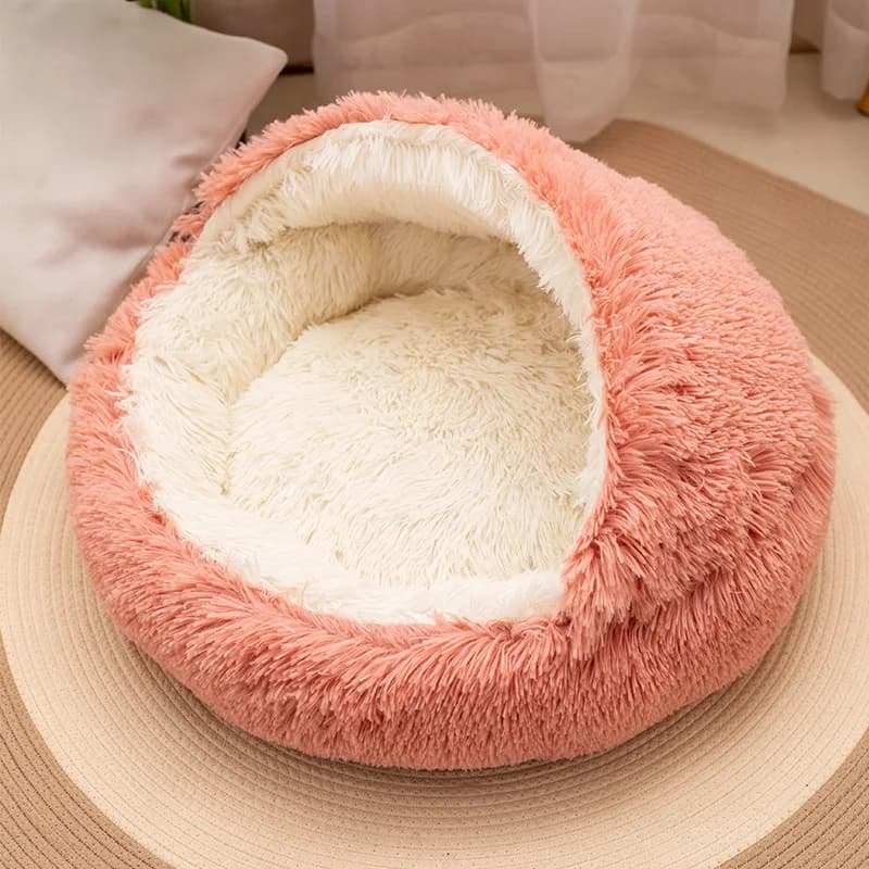 Letto per cani curativo addensato Letto per gatti con coperchio Letto per animali domestici Letto lungo caldo in peluche Letto per cani durevole
