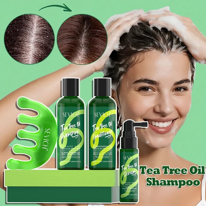 Tea Tree Essence Shampoo Hair Balm Set Deep Cleaning Hydrating Skin Strengthening Hair Nutrir Glossy Anti Hair Loss Care