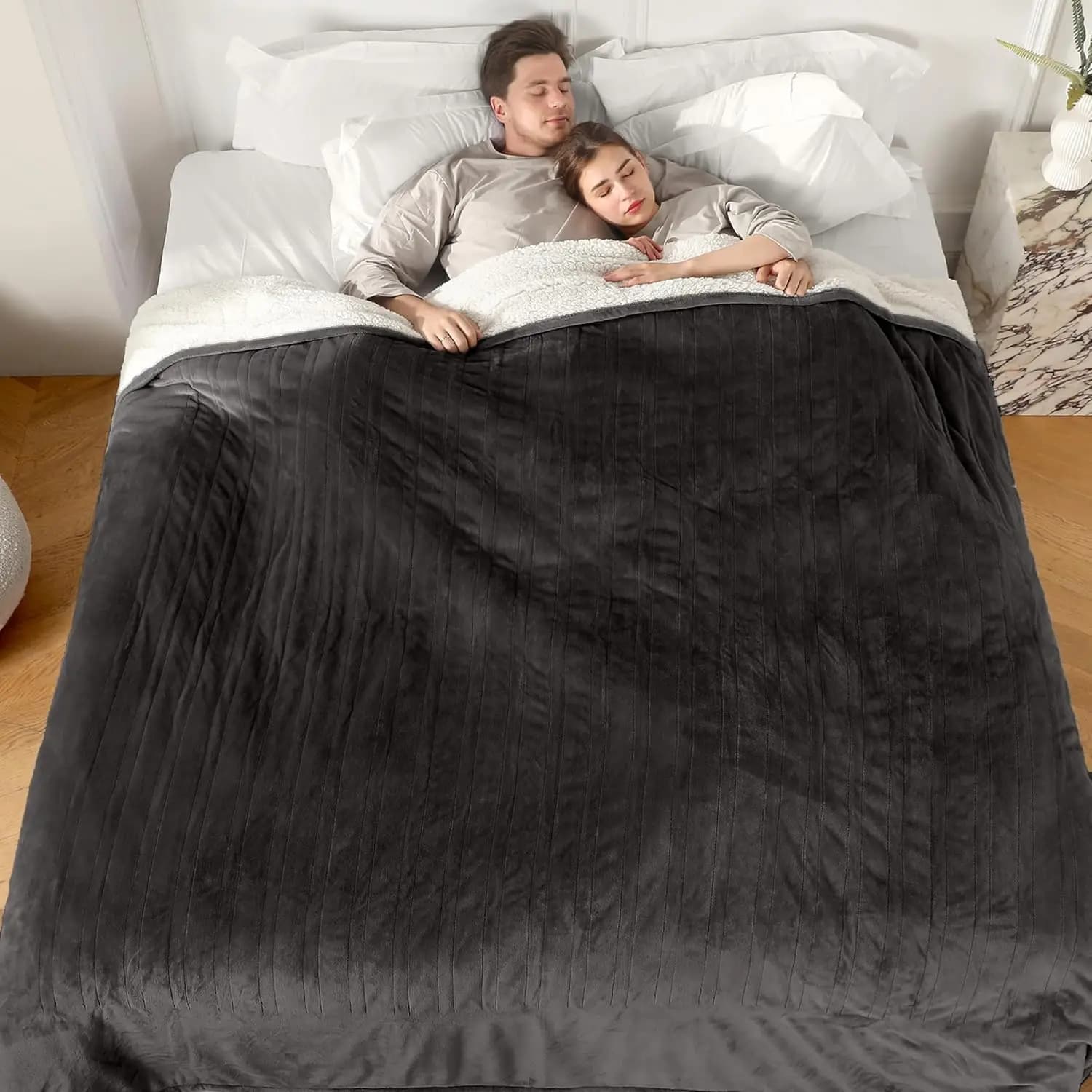 Coperta riscaldata elettrica Queen Size, 84x90 pollici con doppio controllo, 5 livelli di calore e spegnimento automatico per accoglienti notti invernali
