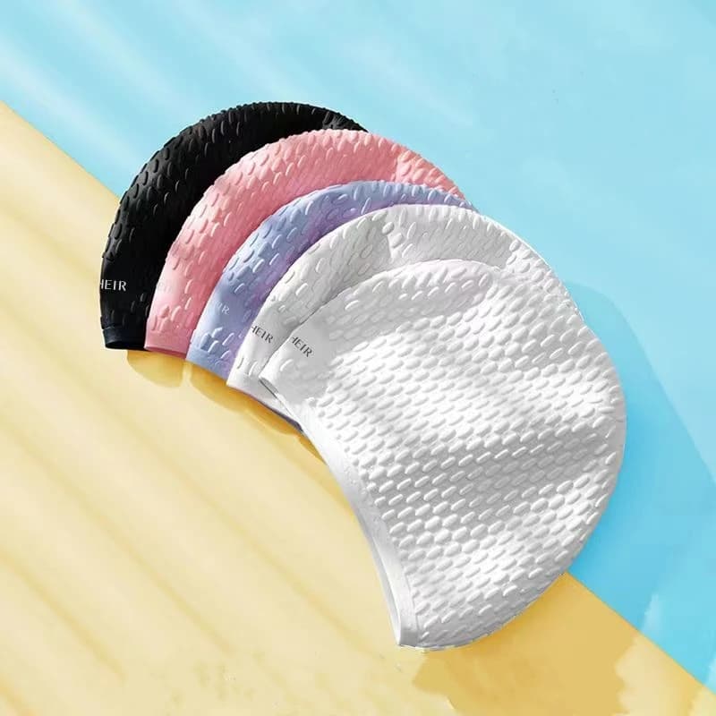 Silicone waterproof swim cap for men and women, pure color with high elasticity