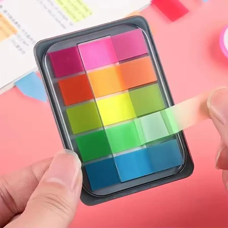 100 fogli di foglietti adesivi trasparenti colorati impermeabili, mini blocchetti autoadesivi per agenda, casa, ufficio e scuola