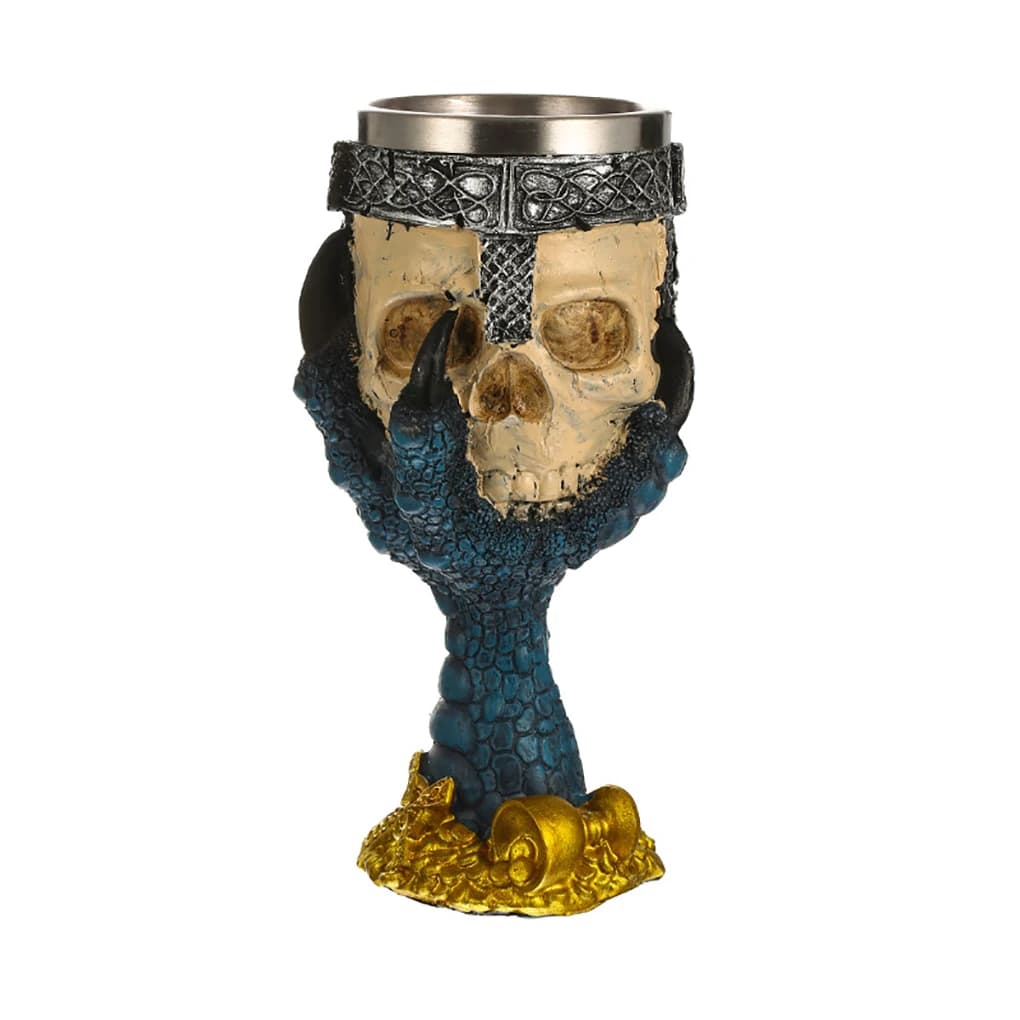 Bicchiere da vino con teschio con artiglio, rivestimento in resina, acciaio inossidabile, calice, scheletro, calice, bevande da gioco, bicchieri, regali