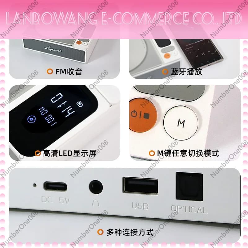 Retro Portable CD Player with Bluetooth Speaker Vintage CD Walkman Rechargeable Anti-Skip Protection for Home