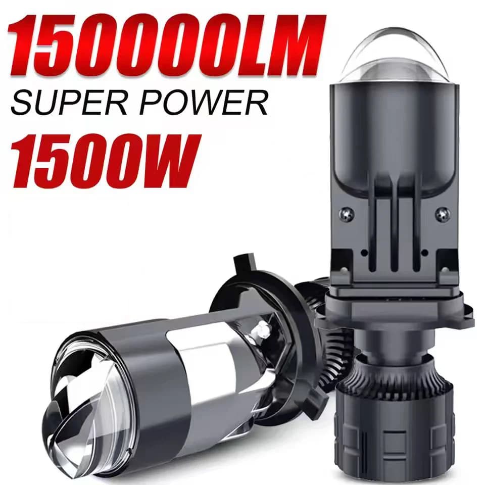 Faro LED H4 a Doppia Lente con Mini Proiettore, Lampada Auto LED H4, Faro Anteriore Hi/Low Beam 160W 90000LM Plug & Play