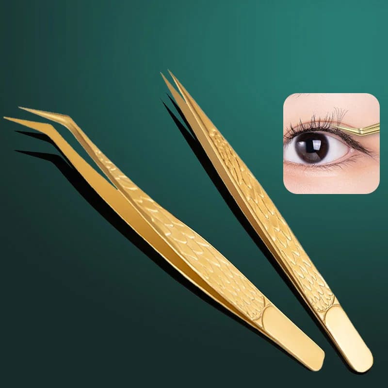 Pinzette da 2 pezzi per l'estensione delle ciglia finte pinze di precisione in acciaio inossidabile ciglia finte Clip per piantare strumenti per il trucco di Nail Art