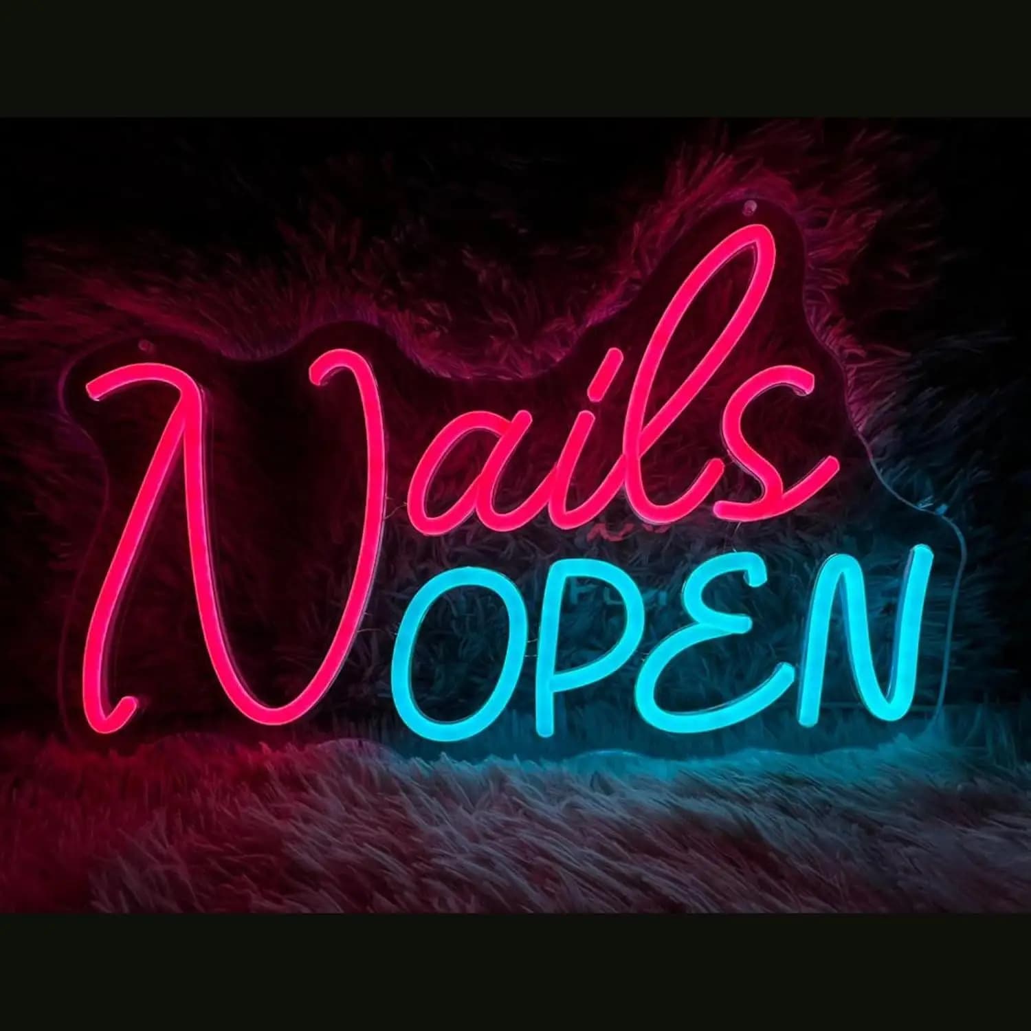 Insegna al Neon 'Nails Open' con Luce LED Dimmerabile USB per Salone di Manicure, Negozio, Vetrina, Esposizione, Decorazione Murale