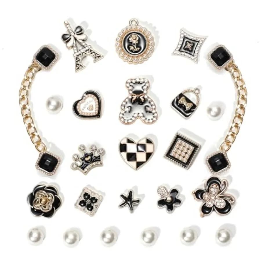 Bling Shoe Charms for Women, Sparkle Rhinestones Shoe Decoration Charms, Girly Shoe Chains for Clog Sandals, DIY Shoe Accessori