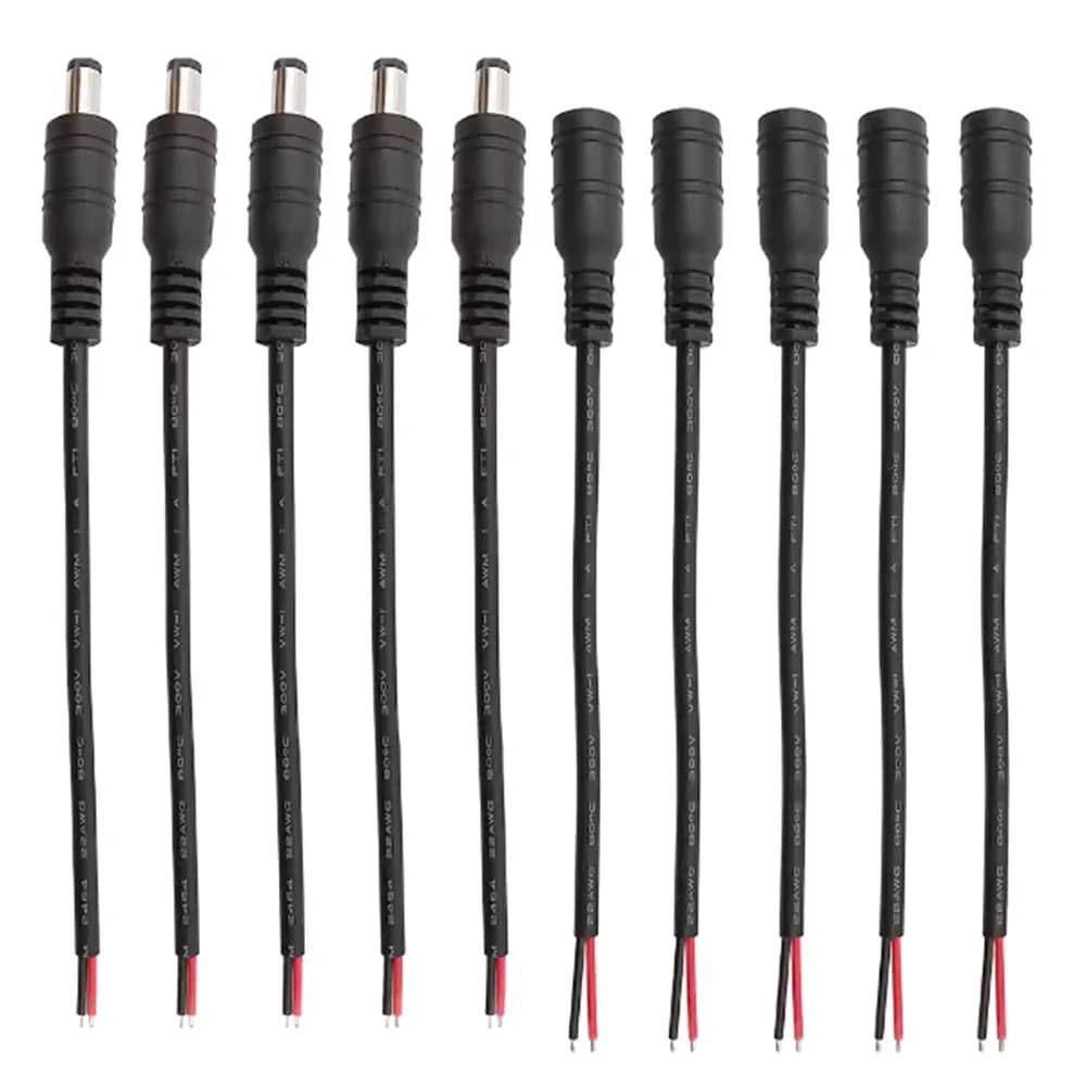 1/5/10 pz Nero 5.5x2.1mmSpina DC Maschio Femmina Connettore Cavo Filo Pigtail 12 V 5.5*2.1 Adattatore DC per 5050 3528 HA CONDOTTO LA Luce di Striscia