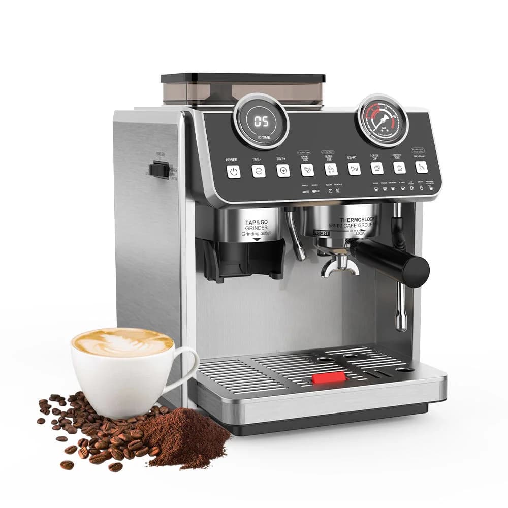 20 Bar Dual Boilers Stainless Steel Commercial Manual Coffee Makers Espresso Machine with Grinder