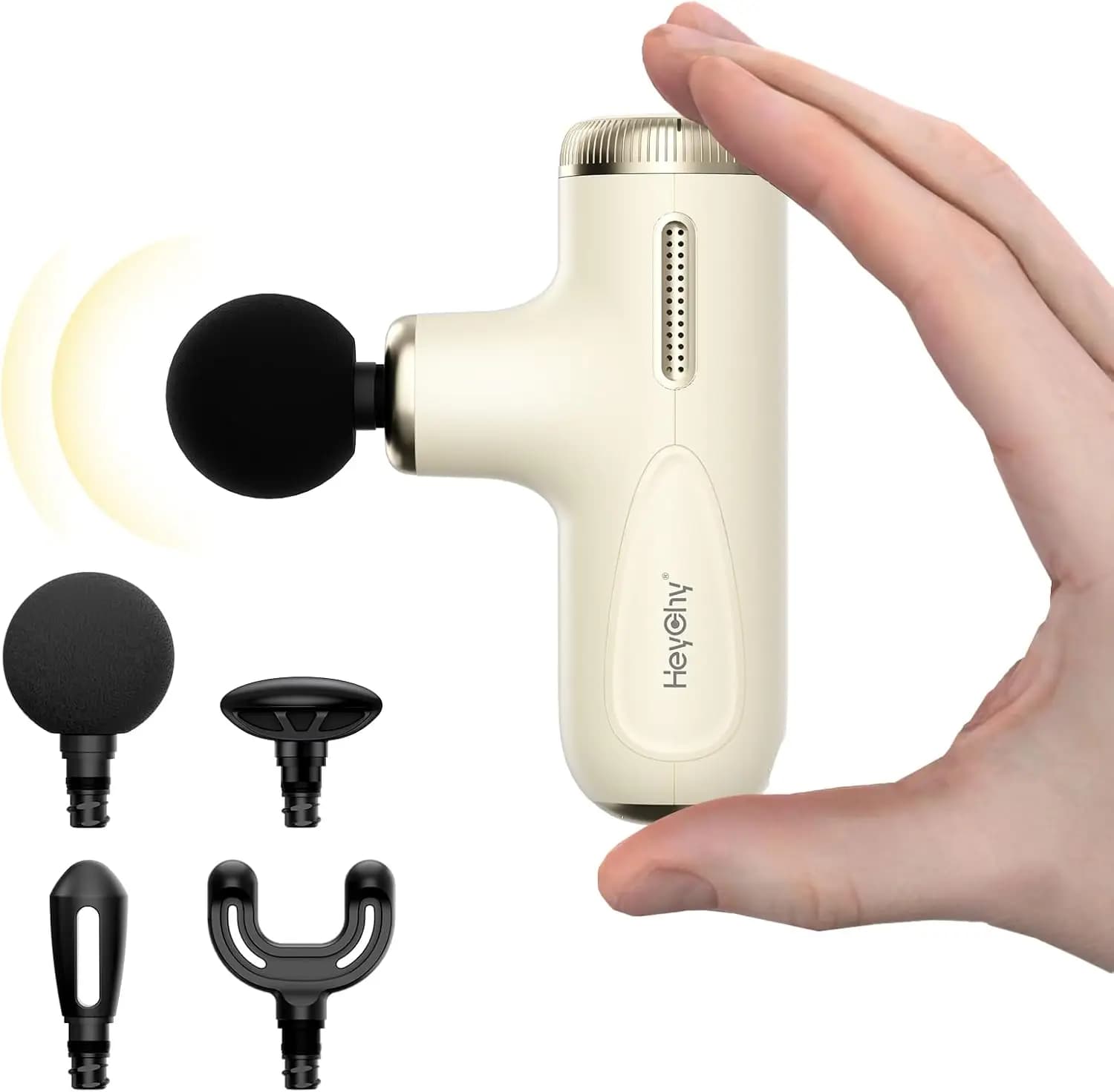 Mini Massage Gun Deep Tissue, Adjustable Amplitude 4-10mm, Travel Size Muscle Massager for Back Neck Relief, Quiet, FSA HSA Eligible, Pearl White