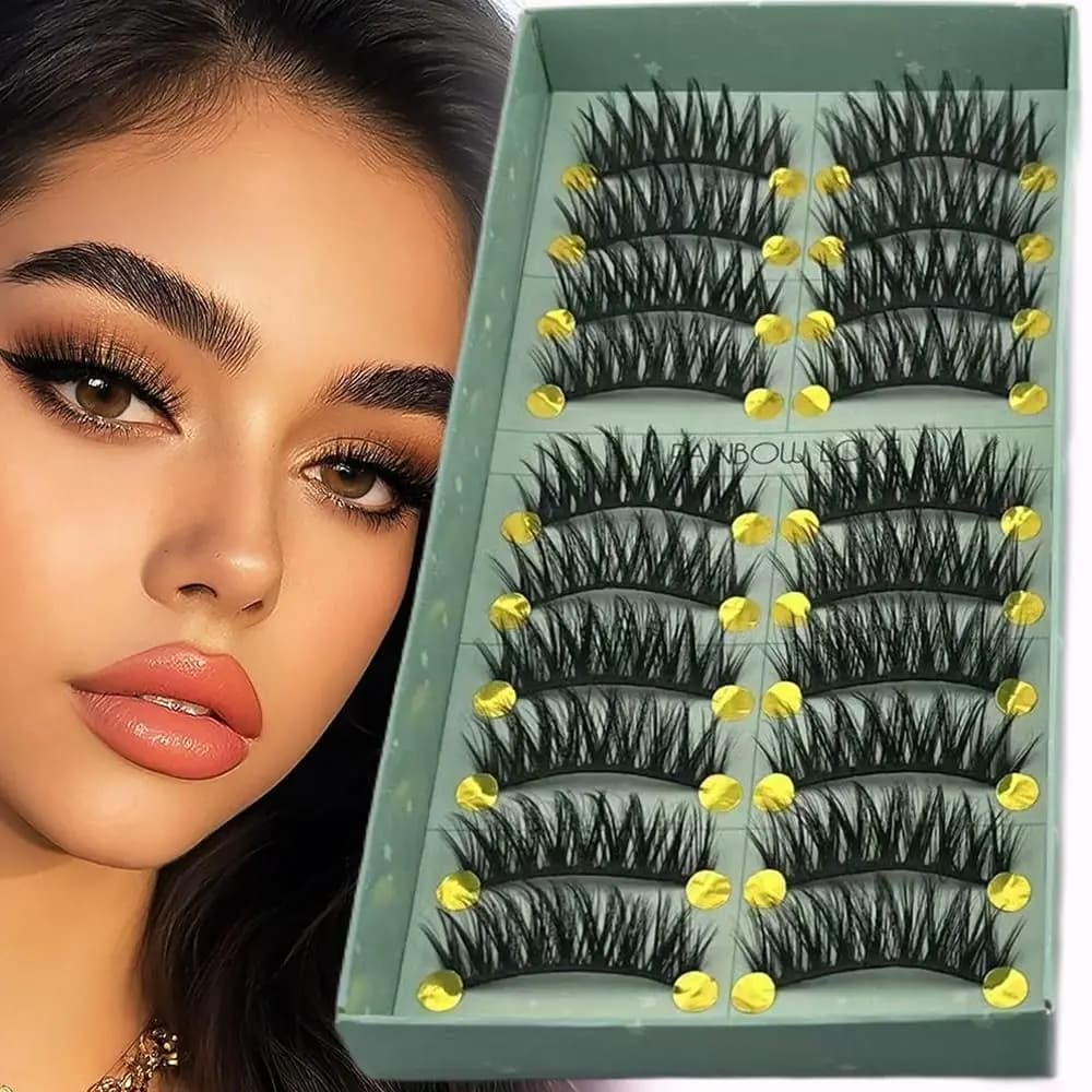 Ciglia Finte Voluminose e Naturali, Lunghe, Fatte a Mano, Cruelty-free, Effetto 3D in Visone Sintetico, Extension Ciglia