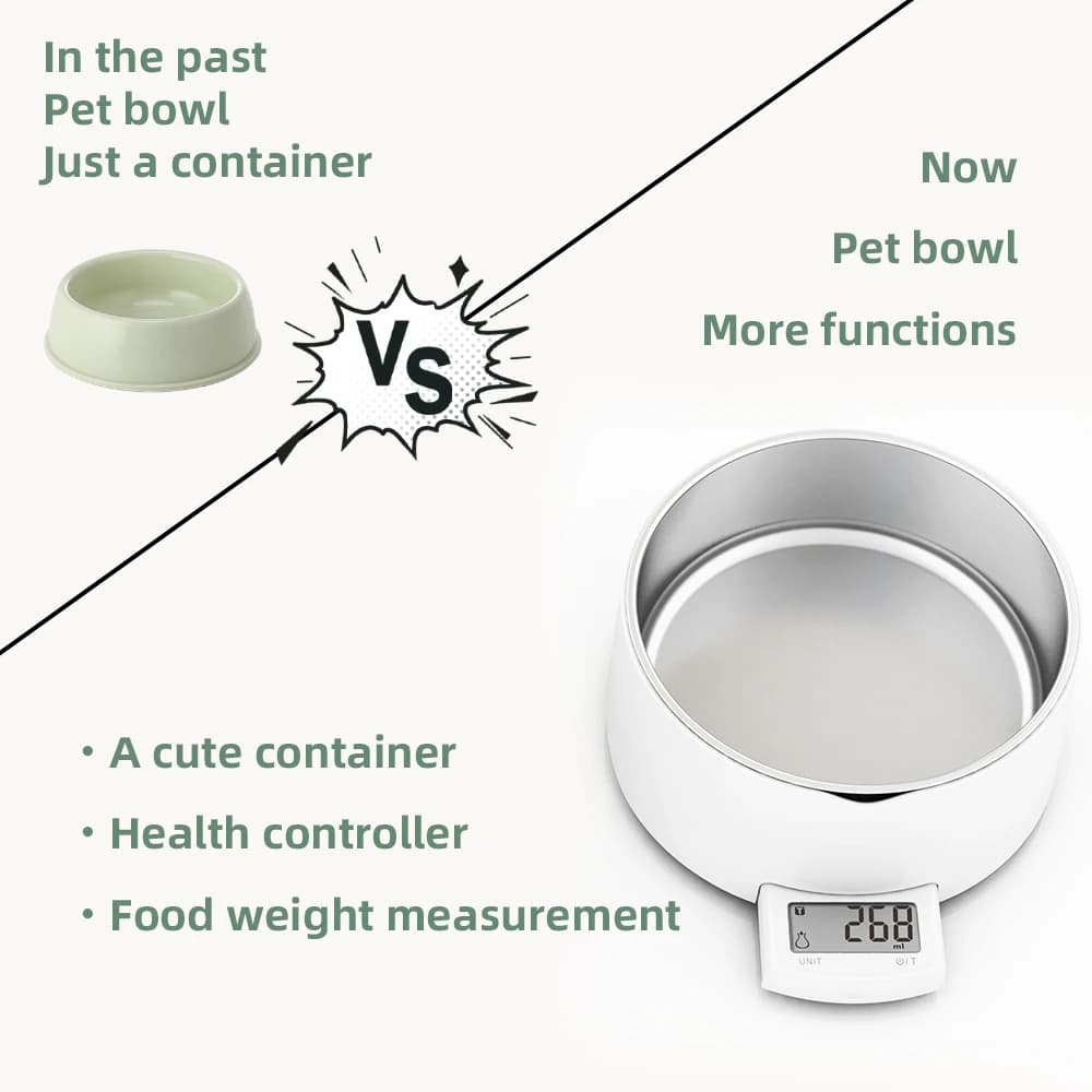 Ciotola in acciaio inossidabile Ciotola per cibo per animali domestici in plastica per cani e gatti con scala intelligente digitale
