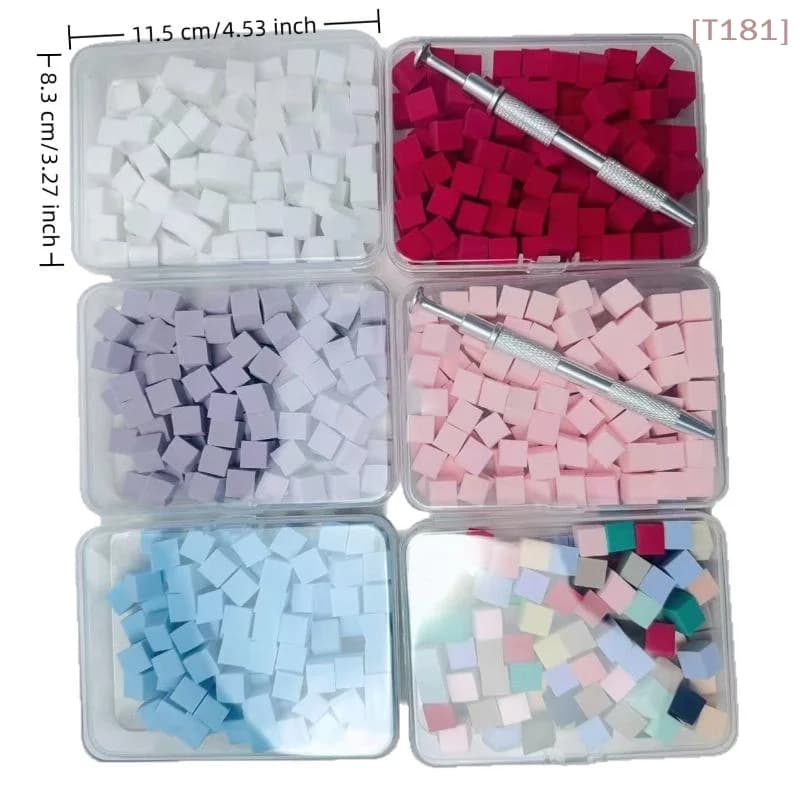 100 Pezzi/Scatola Pennelli Spugna Sfumati con Strumenti per Nail Art, Pennello per Smalto Gel, Polvere Glitter, Accessorio per Manicure