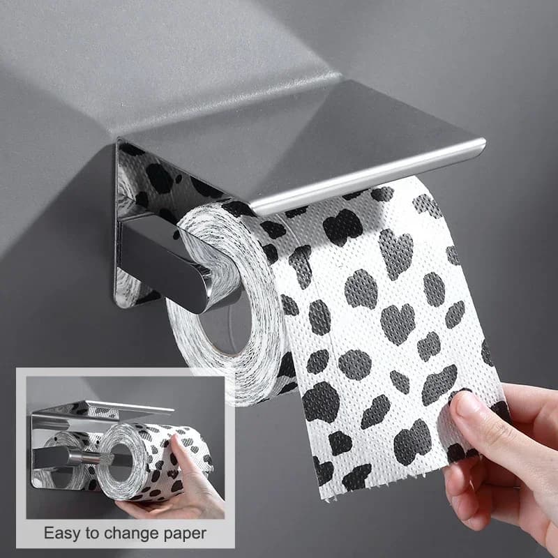 Bathroom Toilet Paper Holder 304 Stainless Steel Punch-free Roll Paper Holder Black Paper Towel Holder