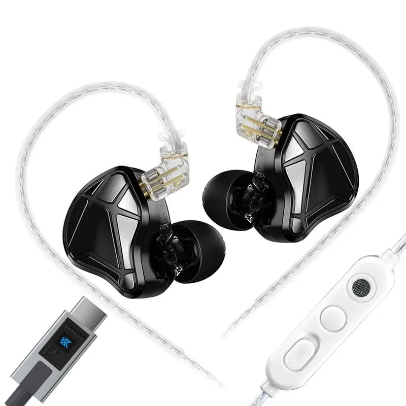 In-Ear KZ Axas Battleaxe with Cable, HiFi Gaming Headphones with Double Microphone and DSP Card for Audio Positioning in FPS and Esports
