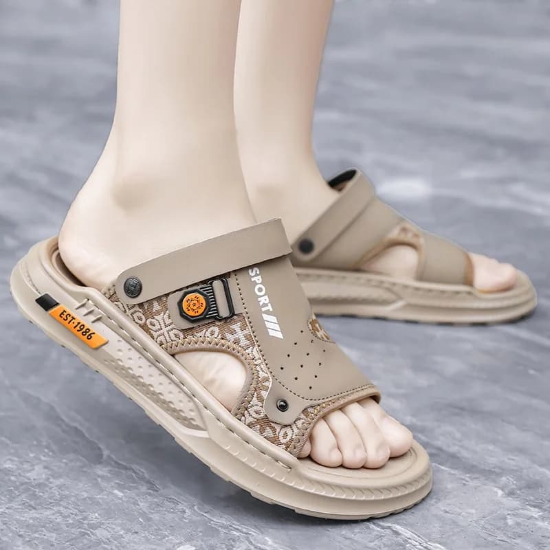 Men's Casual Summer Sandals Wear-Resistant Anti-Slip Outdoor Driving Shoes Beach Slippers Comfortable Breathable Slip-On Sandals