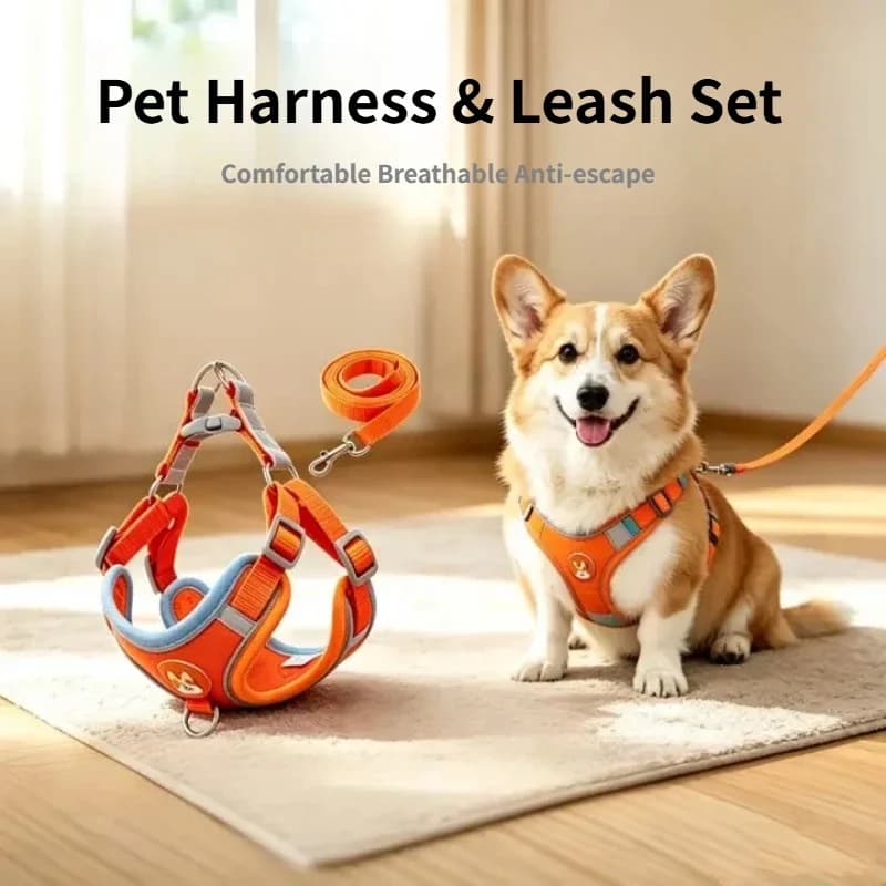 Dog Harness Vest Style Reflective Pet Vest Leash for Small Dogs Escape-Proof Retractable Adjustable Walking Rope Pet Supplies