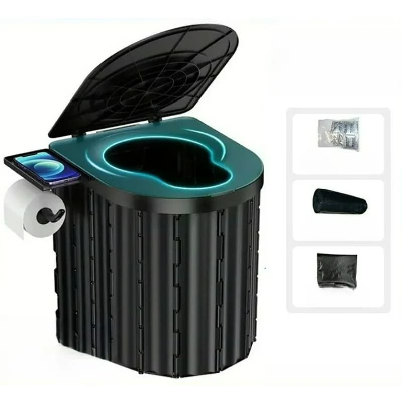 1 pz WC da campeggio WC portatile per adulti WC pieghevole da viaggio portatile con coperchio e portarotolo vasino compatto per auto