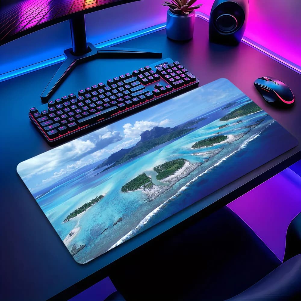 Tappetino per mouse Summer Waves Ocean Beach Seaside, antiscivolo, ispessito, grande, con bordi cuciti, per ufficio, studenti, gaming