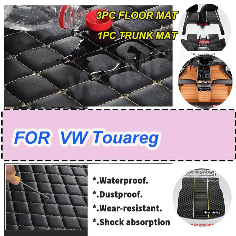 LUSSO Car Mats for VW VW Touareg 7L 2002 ~ 2009 5saet Waterproof Car Protective Mat