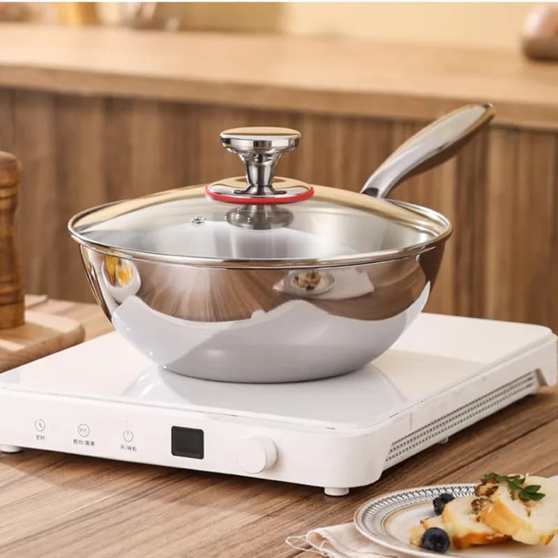 316 Stainless Steel Pot Non-Painted Heatable Non-stick Pots Uniformly Visible Cover Glass Kitchen Tool