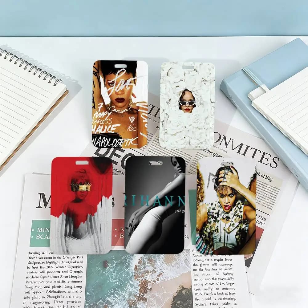 R-RIHANNA-A SINGER Porta Carte per Studenti Universitari, Carte di Lavoro, Carte Bancarie, Carte Autobus, Custodia in Plastica per Carte