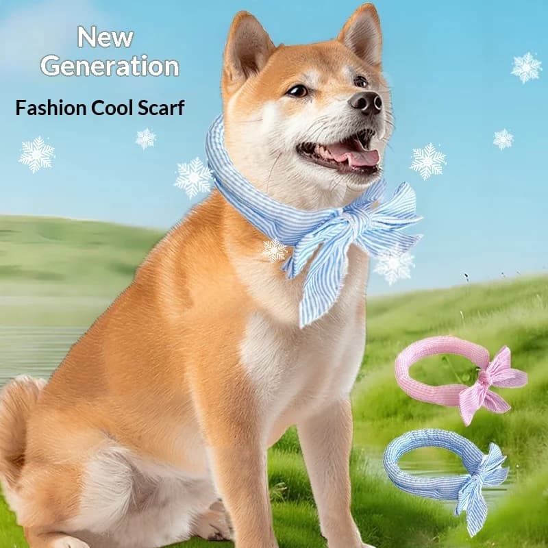 Pet Cooling Ice Scarf Cool Ice Breathable Towel Heatstroke Dogs Cats Ice Collar Cat Adjustable Collar Bib Pet Supplies