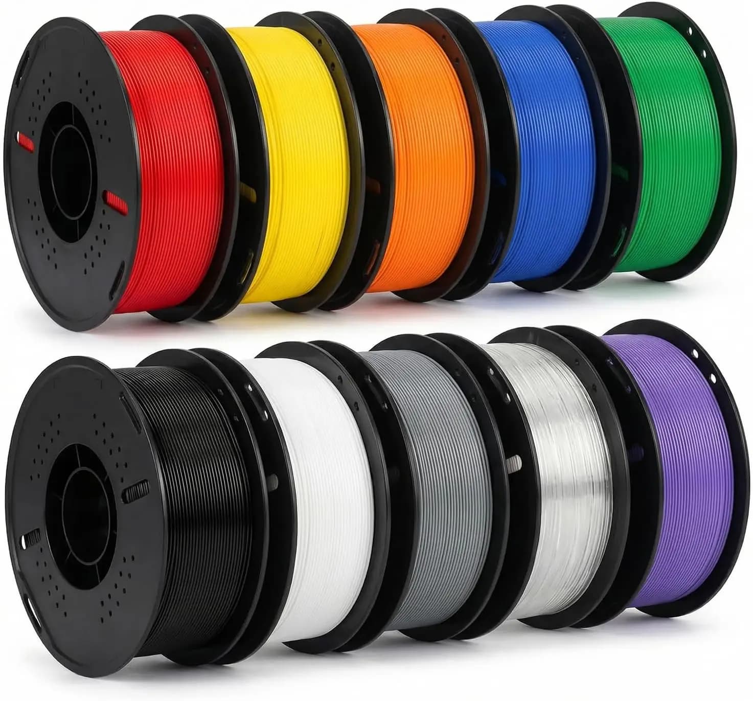10KG Multicolor PLA+ 3D Printer Filament Bundle, 1.75mm, 10 Colors, Neatly Wound Spools, Fit Most FDM 3D Printers