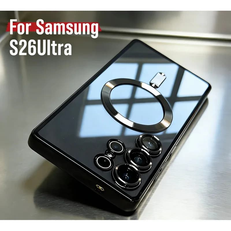 Luxury for Magsafe Magnetic wireless charge Case for Samsung Galaxy S26 S25 S24 S23 S22 Ultra S21 FE Plating Clear Soft Cover
