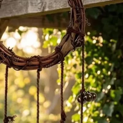 For Retro Bronze Bell Wind Chime Rustic Wicker Hanging Bells For Witchy Door Window Decor Halloween Christmas Home Garden