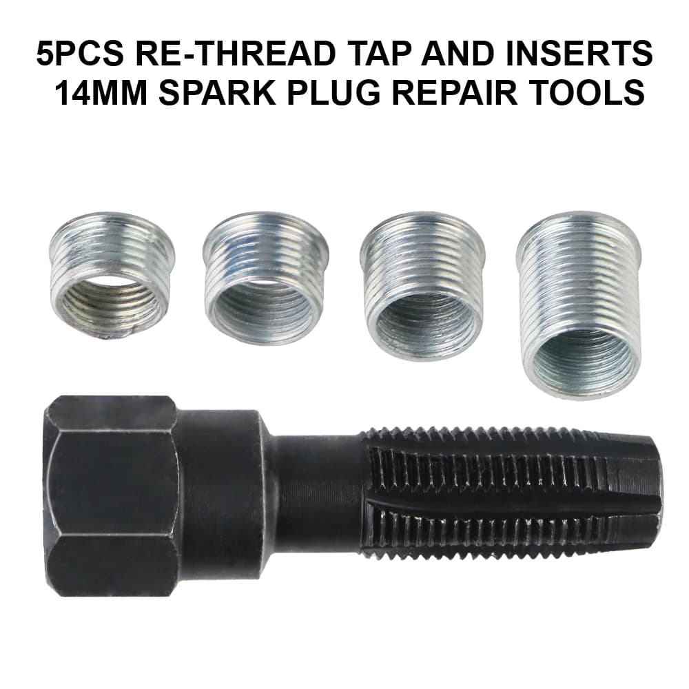 Strumenti per auto 1 Set M14 x 1.25 Kit di rethreader per candele Kit di riparazione filettatura cilindro per auto candela Strumento di riparazione filettatura 14mm