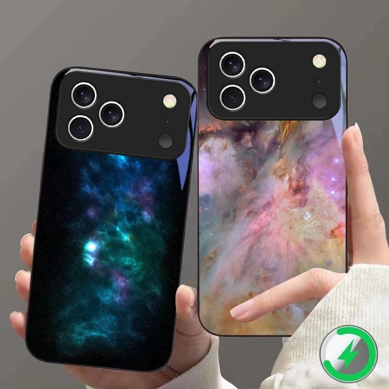 Space Nebula Wallpaper Suitable For iPhone 16E 17 Pro Max 15 Pro 14 13 Plus 12 mini 11 16 Air 17Pro magnetism Glass Phone Case
