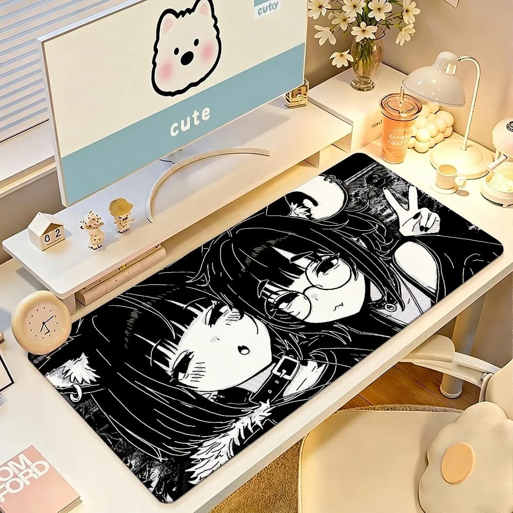HD Printing Anime Girls Cute Mousepad Large Computer Gaming Halftone Monokuro Gamer Professional Premium Mouse Mat Desk Mats