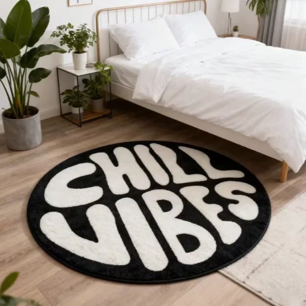 Creative Black and White Letter Carpet Pattern Bedroom Bedside Home Decoration Sofa Coffee Table Retro Carpet Decoration