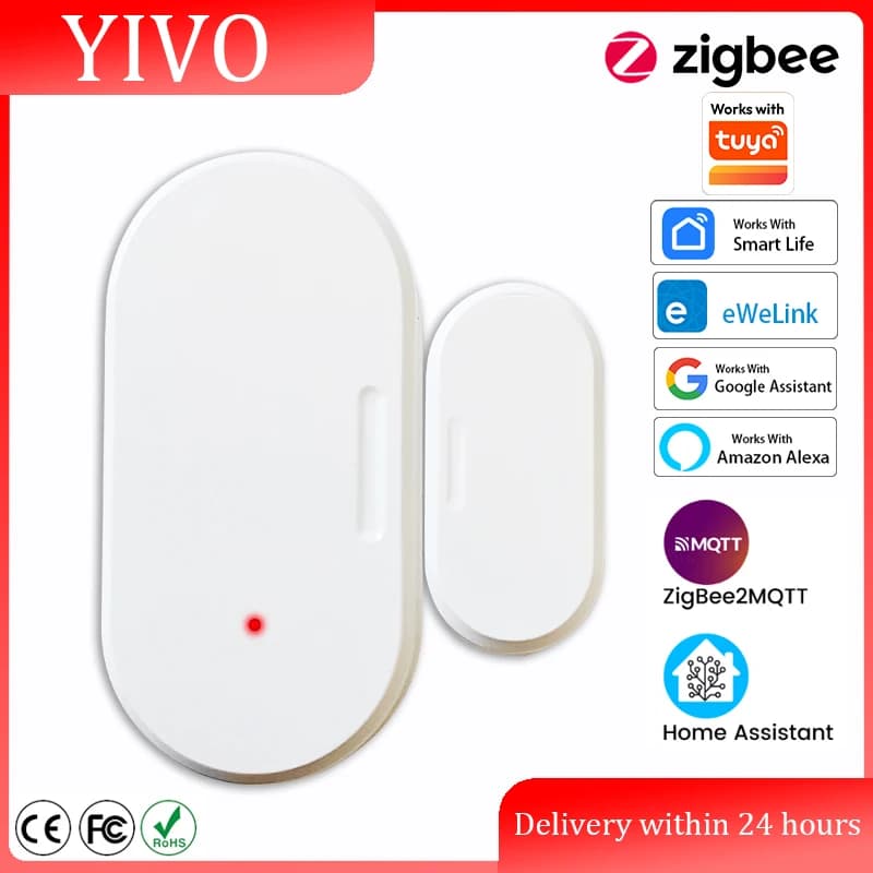 Sensore per Porte e Finestre Tuya Zigbee 3.0, Sensore di Contatto Intelligente, Controllo Remoto tramite App, Compatibile con SmartLife, Zigbee2Mqtt, ZHA, Alexa