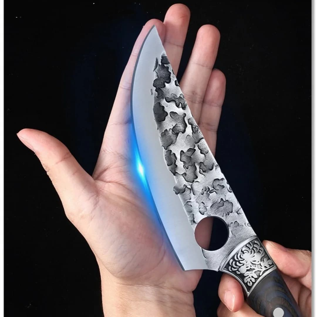 Butcher's knife Stainless steel cook knife, Cutlery knife with knife sheath, Sharp blade, Practical kitchen knife, Wooden handle