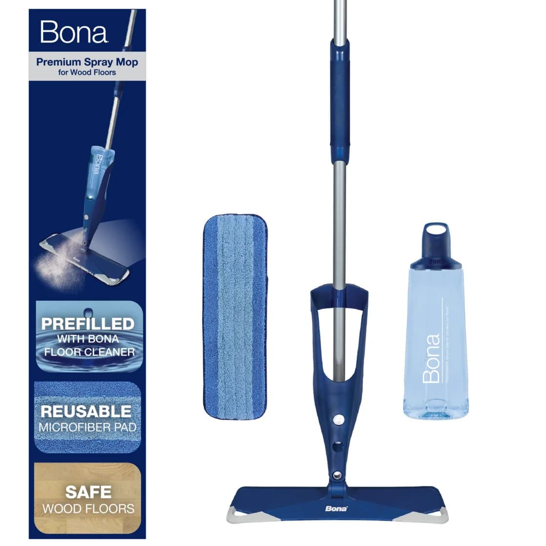 Premium spray mop designed for hardwood floors with adjustable spray control and microfiber pad