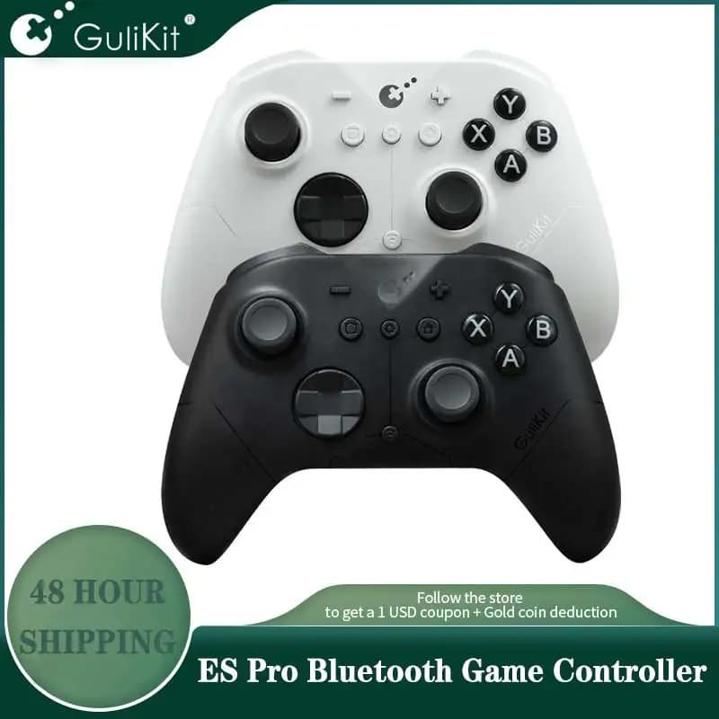 Controller GuliKit ES Pro E-sports Bluetoth, gamepad wireless con joystick TMR per PC Windows Android per Nintendo Switch 1/2