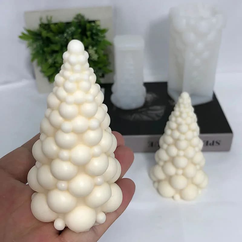 3D Bubble Christmas Tree stampo per candele in Silicone Kit per la produzione di candele profumate fatte a mano stampo per sapone in resina di gesso regali di decorazioni natalizie