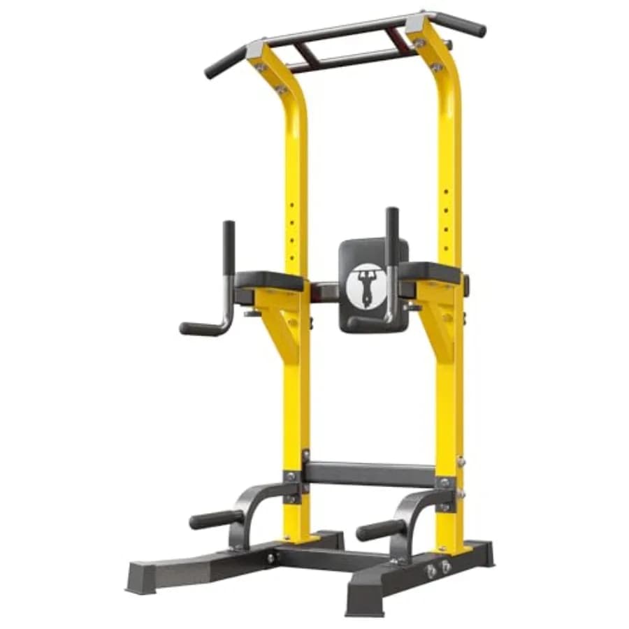 Power Tower with Traction Bar and Dip Station, 10 Adjustable Heights, Driver, Multifunction Assist Trainer